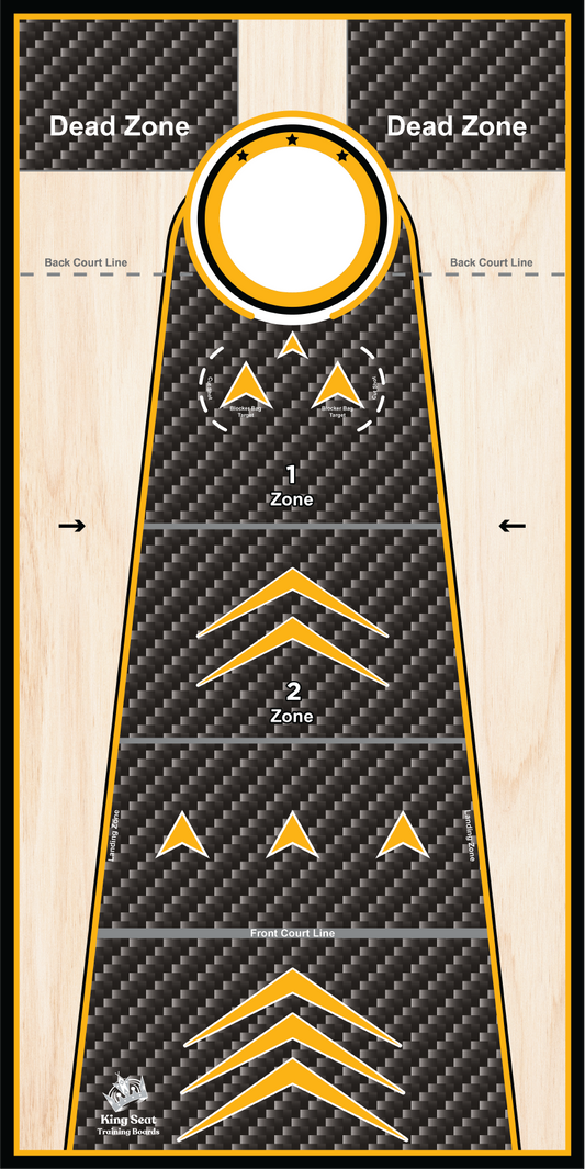 Set of Black and Gold Cornhole Training Boards